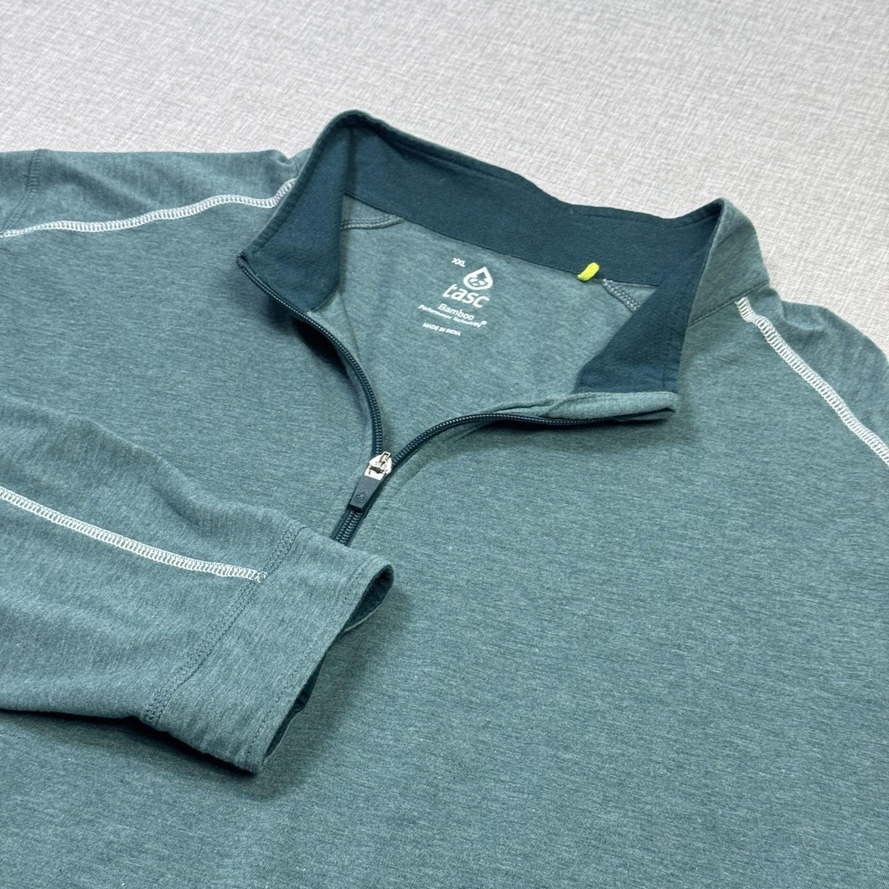 Tasc Bamboo Performance 1/4 Zip Pullover Mens 2XL Green Long Sleeve Tagless